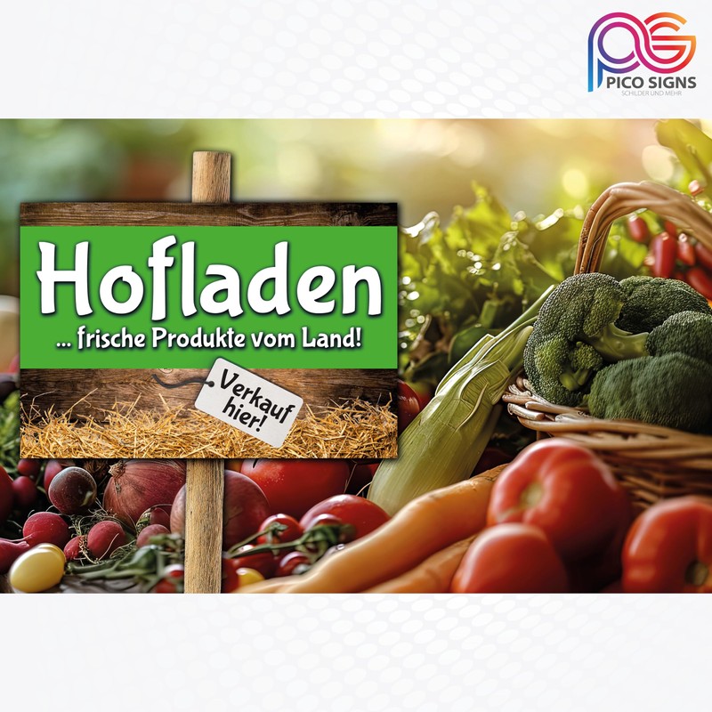 High-Quality Sign Made of Aluminium Dibond "HOFLADEN - Verkauf hier