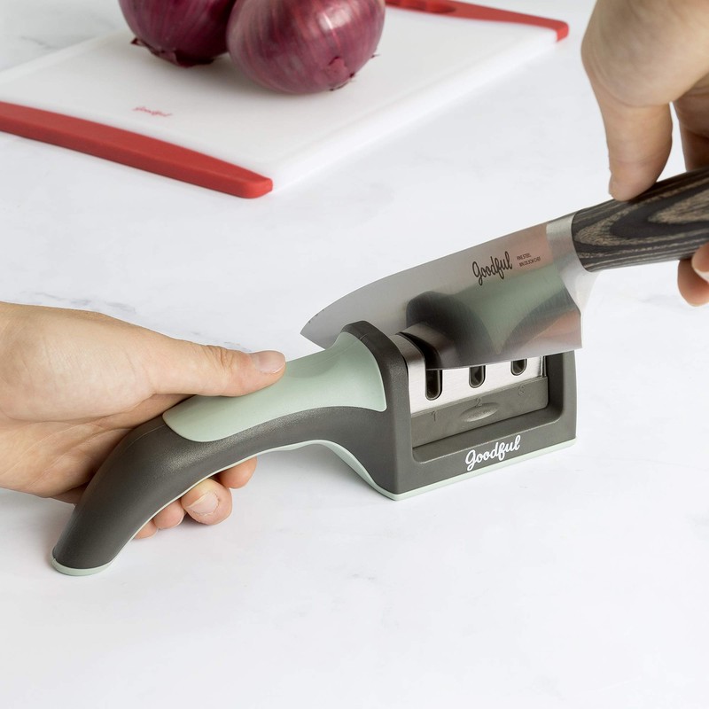 Goodful 3-Stage Knife Sharpener, Helps Repair, Restore and Polish Non-Serrated