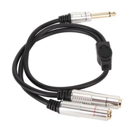 6.35mm 1/4 Inch Mono Male to Dual Female Jack Cable, 19.7in Aluminum Alloy Shell Audio Splitter Cable, Stereo Male Plug to Dual Female Jack