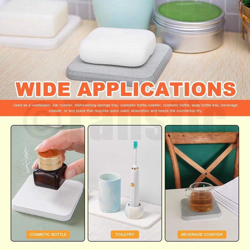 Tanstic 4Pcs Water Absorbing Stone Coasters Water Absorbent Diatomite Coaster