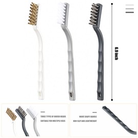 ORIJOYNA Set of 3 Kitchen Cleaning Scrubbers - Wire Brush (Stainless Steel + Brass + Nylon) for Range Hood Grease, Grime and Rust