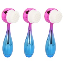 Cepillo de Limpieza Facial de Doble Cara para Piel Sensible Elimina la Suciedad Mejora el Colágeno Agarre Cómodo Fácil de Usar Material Plástico de 3 Piezas, Cepillo de Mano con