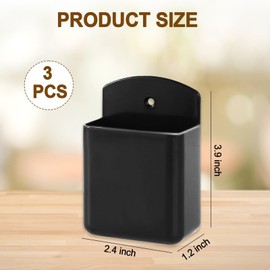Yylaiire 3 Pcs Remote Control Holder Wall Mount,Black TV Remote Holder Self-Adhesive Wall Mount Storage Organizer for Home Office School and Living Room TV Air Conditioner Pen (Black)