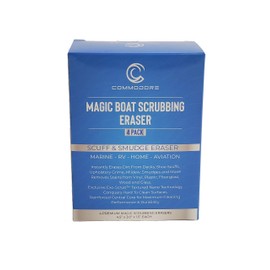 Commodore Magic Boat Scrubbing Erasers for Cleaning Dirt, Deck Marks, Grime, Streaks, and More | Pack of 4
