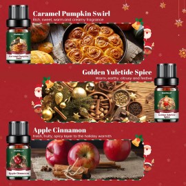 Hanolly Christmas Fragrance Oil Set, 6 Premium Christmas Essential Oils for Diffuser,...