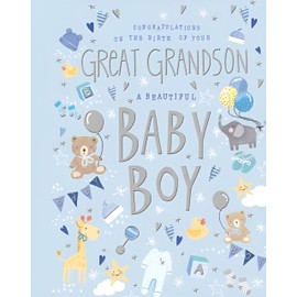 Noel Tatt - New Baby Boy Greeting Card - Congratulations on the Birth of Your Great Grandson - For Both of You