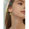 HPQQ Natural Jade Earrings for Women 14k Gold Plated Sterling
