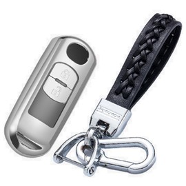 [VERISSY] Smart Key Case Keychain Set Mazda MAZDA Smart Key Cover CX-5 CX-3 CX-8 Demio Axela Atenza Roadster (Silver)