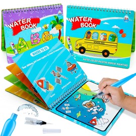 hapray Magic Water Paint Coloring Books for Toddler, Art Toys Age 2-4, Educational Learning Doodle Toy, Gifts for Girl Boy 3 2 1+ Year (Alphabet Transportation 2 Pack)