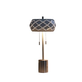 ORE International HBL2689 28" in Legeme Mid Century Danish 2-Light Steel Pull Chain Table Lamps, Brushed Silver