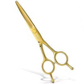 ULG Professional Hair Cutting Scissors 6.5 Inch – Sharp Barber Shears, Stainless Steel Symmetrical Salon Haircut Scissors for Women, Men, Kids, Gloss Paint Finish, Golden