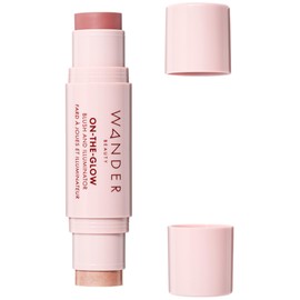 Wander Beauty On-the-Glow Blush and Illuminator - Bare/Nude Glow - 7-in-1 Hydrating Cream Blush & Highlighting Stick - Stick Blush for Cheeks, Lip, Face & Body - Highlighter Makeup & Blush - 0.4 oz