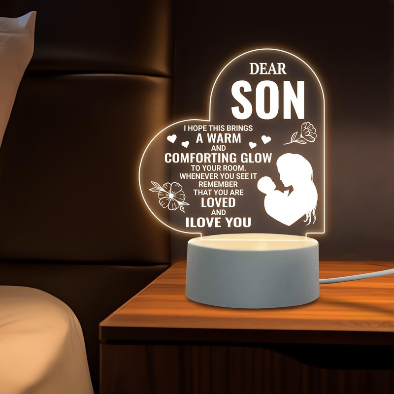 Son Gifts Acrylic Night Light, Engraved Acrylic USB Night Light
