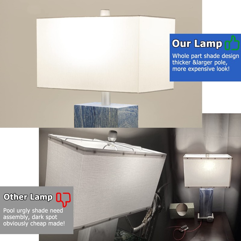 24” Tall Touch Control Table Lamps Set of 2, Blue