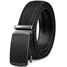 Founders & C Ratchet Belts for Men-Black/Brown Belt Leather 1 3/8" for Casual Dress-Micro Adjustable Belt (Black Carbon Fiber, 36" to 42" Waist Adjustable)