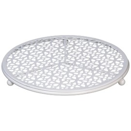 Pearl Metal Steel Lace Round Pot Trivet HB-3278 White, 7.5 x 0.6 inches (19 x 1.5 cm)