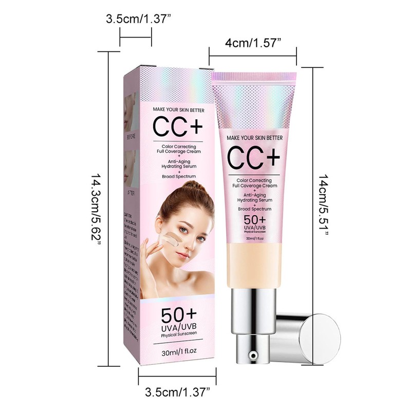 CC Cream Color Correcting, Sunscreen Concealer Wasserfest & Langlebig, Gesichts-Make-Up