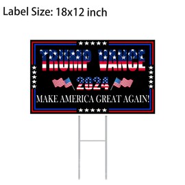 Trump Vance 2024 Yard Sign Trump Vance Make America Great Again Yard Sign Trump Lawn Sign With H Stake For President 18" x 12" Double-Sided Sign