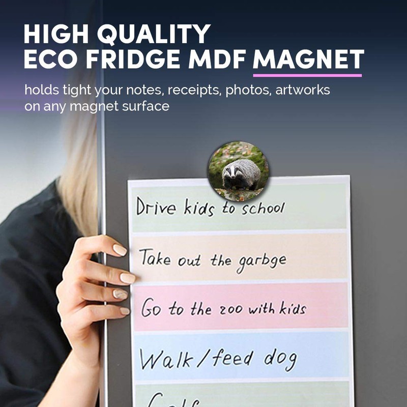 1 x Round MDF Magnet - Cute Badger Wildlife Animal