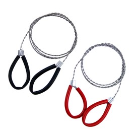 2 Pcs Stainless Steel Cable Saw, Metal Wire Saw Hand Pocket String Rope Saw Emergency Survival Saw PVC Pipe Cable Saw for Wood Camping Hiking Hunting Red and Black 23.62 Inch