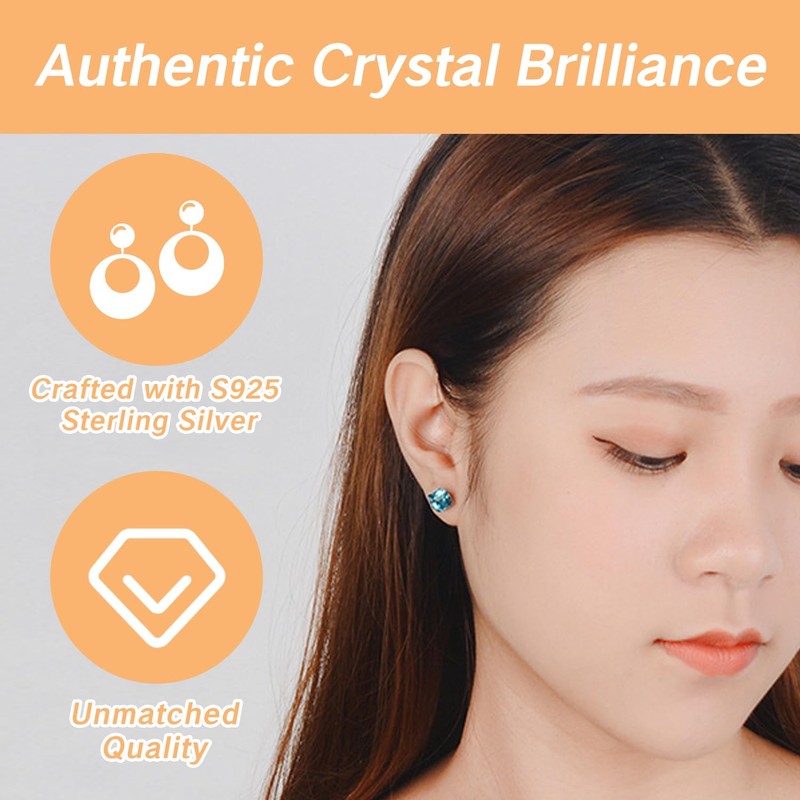 UAIAGM Cube Earrings Austrian Crystal Iridescent Crystal Square Stud Earring