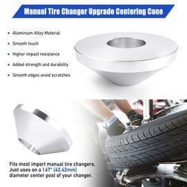 Manual Tire Changer Centering Cone, Billet Aluminum Upgrade Large Wheel Hold Down Cone Fits Up to 4.4" Hub Opening 1.67" Diameter Center Post Car Truck