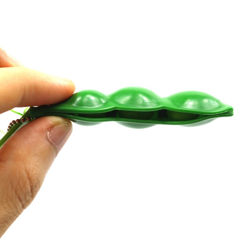 FCBB Fidget Toys 2Pack Squeeze-a-Bean Edamame Keychain Keyring Extrusion Bean