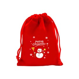 SUMILUOCHEN Red Christmas Drawstring Bag, Reusable Small Christmas Wrapping Bag for Xmas Presents Xmas Velvet Present Storage Bag Christmas Party Favor Bag 7.8x11.8inch (Style 4)