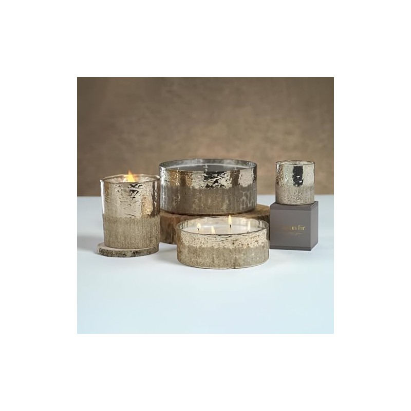 Zodax Siberian Fir Antique Gold & Silver Scented Jar Candles