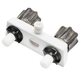 EATAKWARD 4" RV Camper Shower Faucet Valve Diverter Replacement with Dual Smoked Acrylic Knobs, White Smoke Gray RV Shower Faucet, Replace for Outside and Inside Bathroom