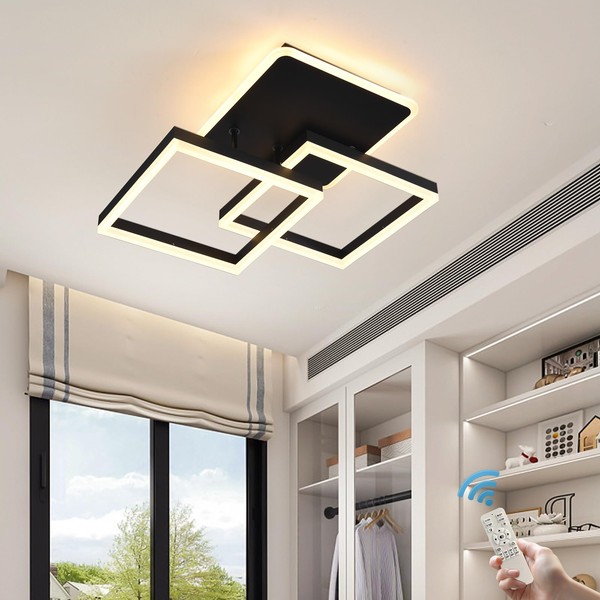 Garwarm Modern LED Ceiling Light, Dimmable 3 Heads Squares Ceiling