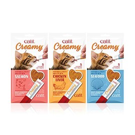 Catit Creamy Lickable Cat Treat, Healthy Cat Treat, Assortment, 15 Pack
