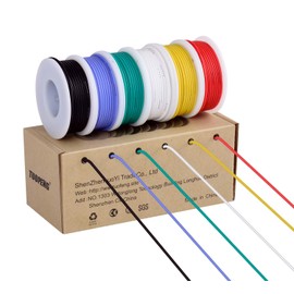 TUOFENG 18 AWG Stranded Wire Spool, Silicone Rubber Insulated Tinned Copper Flexible Wire Kit for Automotive Wiring, 6 Colors, 13.2ft/4m Each