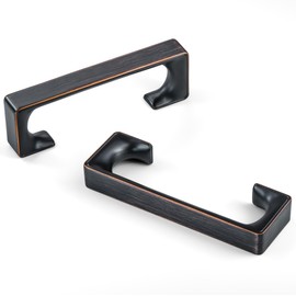 HESTIA HARDWARE 10 Pack | Oil Rubbed Bronze Solid Square Kitchen 3-3/4 Inch Cabinet Pulls Flat Drawer Pulls Drawer Dresser Knobs Furniture Hardware 96mm (Z11.96mm.10.O)