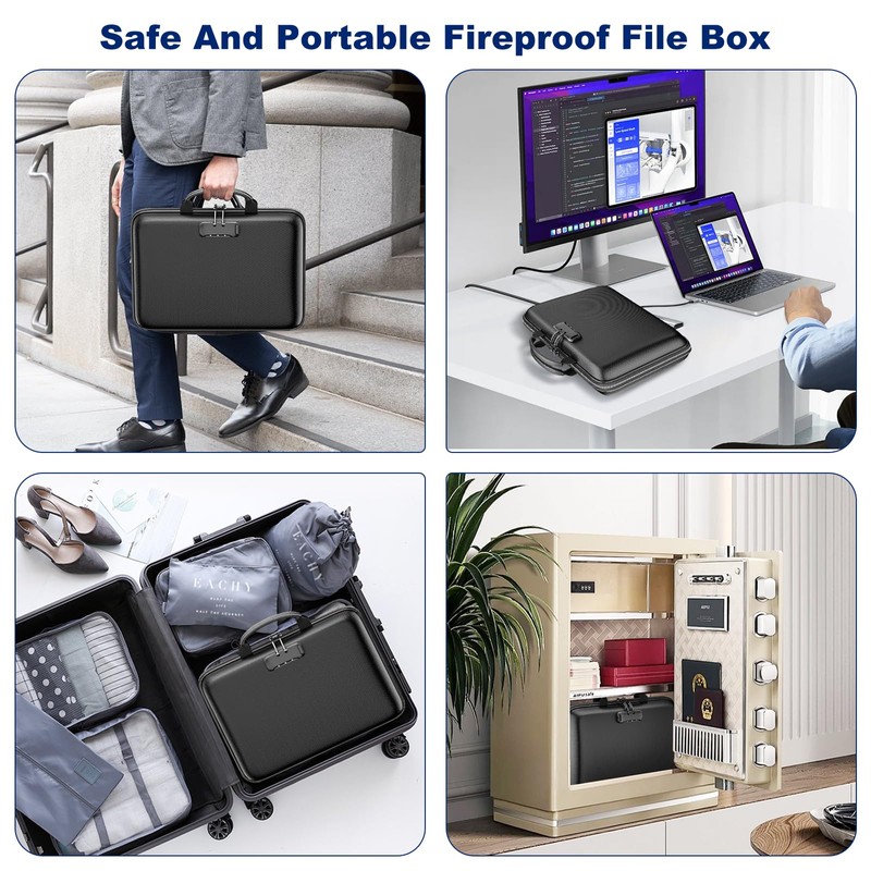 HIBWN Fireproof Document Box, Hard Case Fireproof File Organizer with