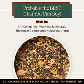 Masala Chai Tea – CTC BOP Loose Leaf Blend with Cinnamon, Ginger, Cardamom & Cloves – Spiced Indian Tea for Cozy Brews or Iced Frappés, 4.4 oz – Chai Guys
