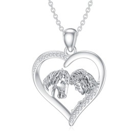 Horse Necklace Girls Pendant Horse Chain 925 Sterling Silver Jewellery Gifts for Women Teen Girls, Sterling Silver (Horse Garland Girl Necklace), Sterling Silver, No Gemstone