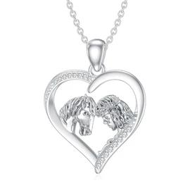 Horse Necklace Girls Pendant Horse Chain 925 Sterling Silver Jewellery Gifts for Women Teen Girls, Sterling Silver (Horse Garland Girl Necklace), Sterling Silver, No Gemstone