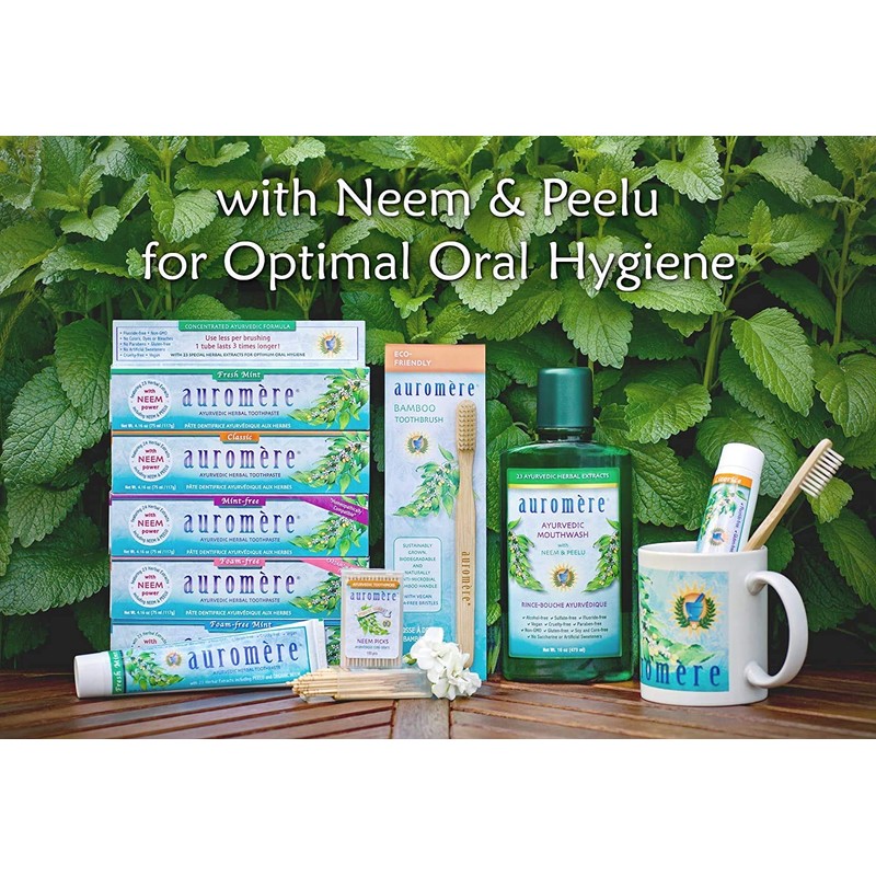 Auromere Bamboo Toothbrush - Eco Friendly, Vegan, Sustainably Grown, with