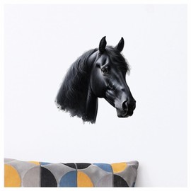 x4 Black Horse Vinyl Decal Stickers, Cover up Marks, Vibrant Waterproof Decals, 1@150mm 1@120mm & 2@70mm Multi Purpose Ideal for Laptop, Mugs, Cups, Windows, Doors & More (Horseblack, 150mix)