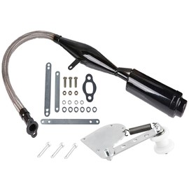 Supermotorparts Flexible Exhaust Muffler Pipe Silencer Chain Tensioner Adjuster Kit For 49cc 60cc 66cc 80cc 100cc 2 Stroke Engine Motorized Bicycle Bike Gas Motor Parts（ Silver）