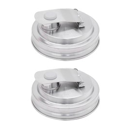 2 Pack Mason Jar Pour Spout Lid - Fits Regular Mouth & Wide Mouth Jars (86mm) - Leak Proof Stainless Steel Flip Cap for Drinking, Salad Dressing & Food Storage - Airtight Seal Cover