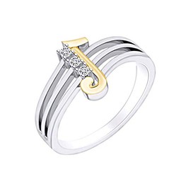 Round White Natural Diamond Accent Three Stone Musical Note Ring 14k White Gold Over Sterling Silver