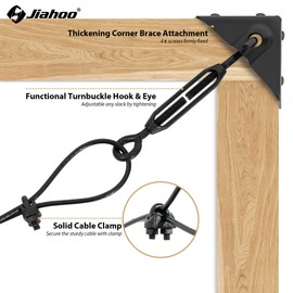 JIAHOO Anti Sag Gate Kit for Wooden Fence, Gate Tensioner Cable Kit, Anti-Sag Gate Support Cable Kit, Steel Fence Door Repair Kit for Wood Door, Gate Frame Kit Hardware, Black