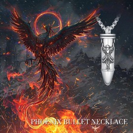 PELOVNY Phoenix Necklace 925 Sterling Silver Bullet Urn Necklace Phoenix Ashes Jewelry Memorial Keepsake for Women Men