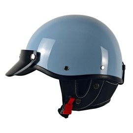 Half Motorcycle Helmets Retro Open Face Half Shell Motocross Helmet for Cycling Motocross Cruiser Bike Scooter Chopper Men Women DOT Approved (Blue, X-Large)