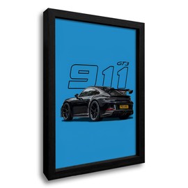 WOOTONG 911 Car Poster 911 GT Turbocharged Men's Bedroom Aesthetic Decoration Poster (Black Frame 8x10)