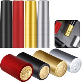 PVC Heat Shrink Capsules Wine Shrink Wrap Wine Bottle Capsules Shrink Caps for Wine Cellars and Home Use (Black, Red, Gold, Silver, 400 Pcs)