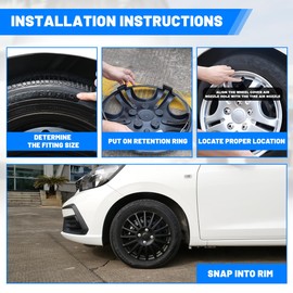 Winjet Universal 15 Inch Black Matte Hub caps Wheel Covers for Cars Set of 4 Fits Most Cars Hubcaps for Car Truck SUV Accessories (15 Inch Hubcaps Set of 4)