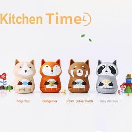 60 Minutes Kitchen Timer Mechanical Wind Up Egg Timer Cooking for Kids (Raccoon)